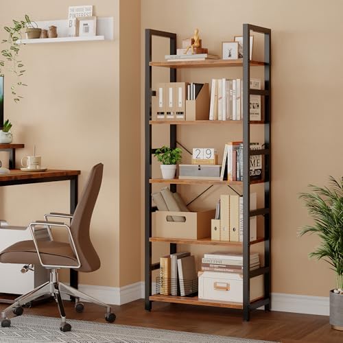 DUMOS 5-Tier Bookshelf, Modern Tall Bookcase Book Shelf - Image 4
