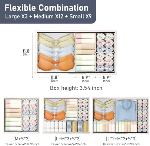 DIMJ Drawer Organizer Clothes Storage - 24 Pack Baby Dresser Organizer for Nursery, Small Fabric Closet Drawer Organizer Bins for Underwears Socks, Foldable Storage Dividers Organization for Bedroom - Image 2