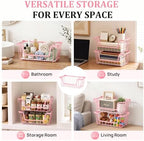 SUNALLY Stackable Storage Bins 6 Pcs Wire Baskets Freezer Organizer, Pink - Image 7