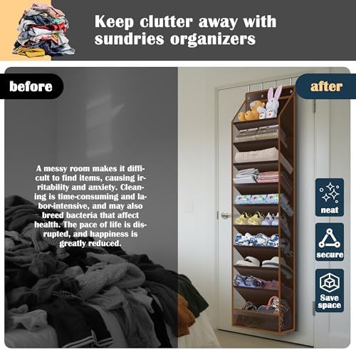 10 - Pocket Over - the - Door Hanging Shoe Organizers & Rack, Made of Sturdy 600D Oxford + Non - Woven Fabric, Space - Saving Storage for Shoes, Boots & More (Dark coffee color) - Image 6