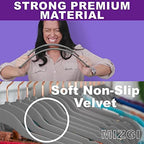 MIZGI Gray Velvet Hangers 50 Pack Non Slip Heavy Duty Rose Gold Hooks - Image 2