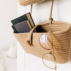 OrganiHaus Over the Door Organizer, Woven Rope Hanging Baskets, 3-Tier - Image 4