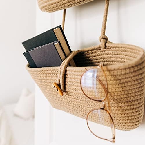 OrganiHaus Over the Door Organizer, Woven Rope Hanging Baskets, 3-Tier - Image 4