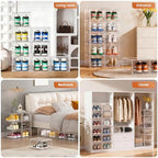 KEFA 8 Pack US 15 XXL Clear Shoe Storage Boxes Stackable, Shoe Organizer Clear Plastic Shoe Boxes, Shoe Case - Image 2
