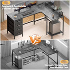 Korfile 59 inch L Shaped Computer Desk with Power Outlets, Grey - Image 5