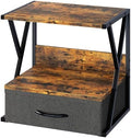 aboxoo Printer Stand for Desk with Storage Drawer, 2 Tier Desktop Or UnderDesk Shelf, Multi-Purpose Desk Organizer for Home Office, fit Fax Machine/3D Printer/Scanner, Rustic Brown by aboxoo