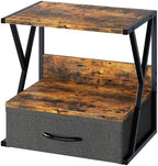 aboxoo Printer Stand for Desk with Storage Drawer, 2 Tier Desktop Or UnderDesk Shelf, Multi-Purpose Desk Organizer for Home Office, fit Fax Machine/3D Printer/Scanner, Rustic Brown by aboxoo