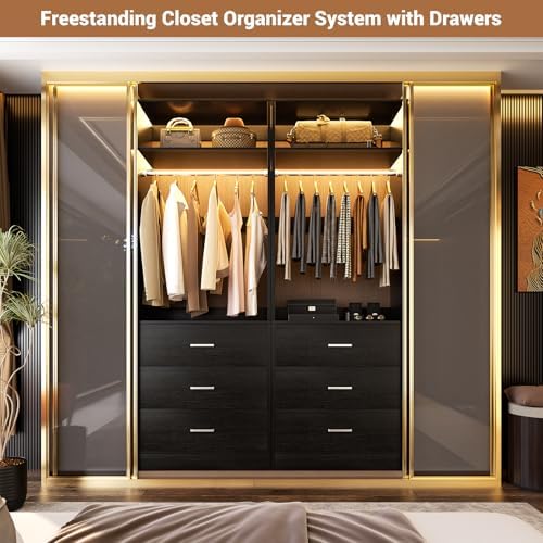 Besiost Freestanding Closet System with 3 Drawers, Wood Closet Organizer - Image 4
