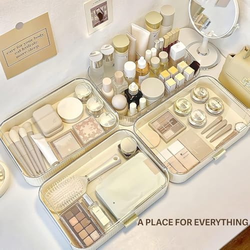 Makeup Organizer with Stackable Drawers, Bathroom Countertop Vanity Organizers and Storage, Ideal for Desk and Dresser, Great for Cosmetics, skin Care, Lipsticks, Nail Care -Cream White - Image 6