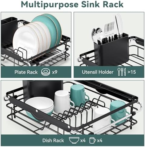 TOOLF in Sink Dish Drying Racks, Large Dish Drainer with Utensil Holder - Image 4