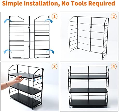 BOIVSHI Bathroom Countertop Organizer, 3-Tier Bathroom Counter Organizer, 8-Levels Height Adjustable, Bathroom Organizer for Kitchen, Pantry, Livingroom, Offices Storage, Metal Black - Image 6