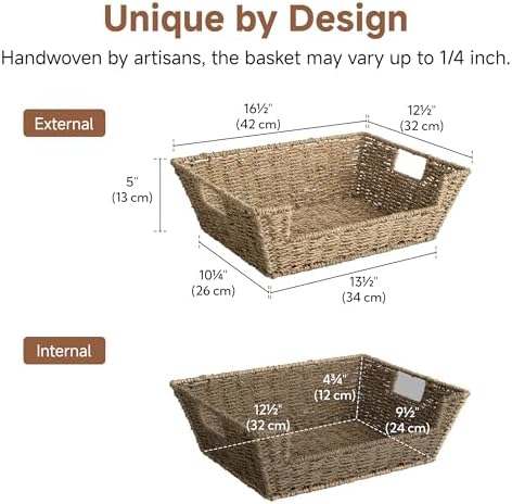 StorageWorks Pantry Baskets for Organizing, Woven Baskets, Seagrass - Image 2