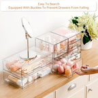 Yieach 8 Pack Clear Stackable Storage Drawers,Acrylic Drawer Organizer for Medicine,Palettes,Hair Accessories and Makeup Organizer,Plastic Drawers for Cabinet,Office,Desk,Bathroom Storage Containers - Image 4