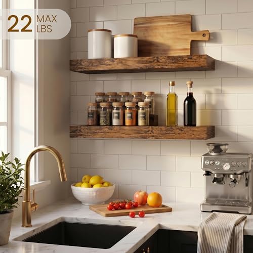 16inch Floating Shelves for Bathroom, 6.7" Deep Wall Shelves, Set of 3 - Image 5