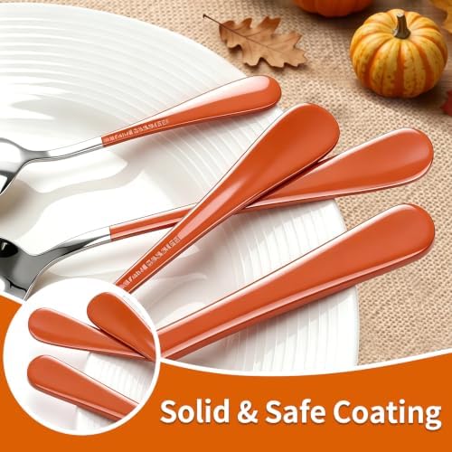 Orange Silverware Set with Expandable Drawer Organizer for 6-24 Piece Stainless Steel Flatware Set with Spoons, Forks, Knives, Heavy Duty Mirror Polished for Home/Kitchen/Restaurant (Orange-Silver) - Image 5