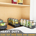 SpaceAid Pull Out Spice Rack Organizer for Cabinet, Heavy Duty Slide Out Seasoning Kitchen Organizer, Cabinet Organizer, with Labels, 7.7" W x10.8 D x4 H, 2 Drawers 1-Tier - Image 3
