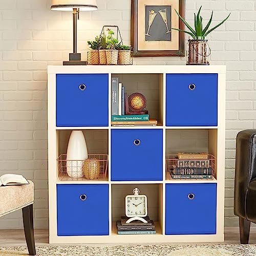 Foldable Storage Cubes Bins ,11 Inch Cloth Storage Cube Fabric Storage Box Cubes Organizer Baskets with Handles for Home Organizer Set of 6 (Dark Blue) - Image 4