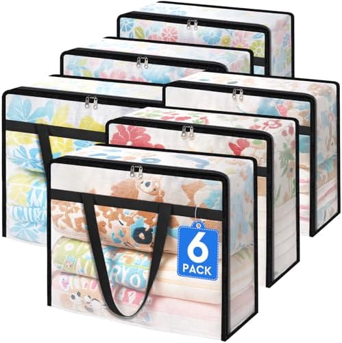 TasticTotes 6 Pack Clear Storage Bags for Comforter, Clothes & Bedding, 40L by Unknown