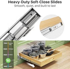 2Pack Pull Out Cabinet Organizer, Soft Close Wooden Slide Out Drawers for Pots, Full-extension Roll Out Shelves for Kitchen Cabinets, Pantry Organization, Bottom and Side Mount(21"W X 21"D x 3.4''H) - Image 4