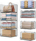 Hongtamoya 4-Tier Closet Organizers and Storage Basket with Divider, Foldable Closet Shelf Organizer System, Space-Saving Clothes Storage Drawer Organizer Bins for Wardrobe Cupboard, White by Hongtamoya