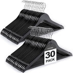 TOPIA HANGER Wooden Coat Hangers 30 Pack, Black Wood Suit Hangers by TOPIAHANGER
