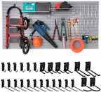 FRAYSCENT Slat Wall Paneling Garage Slat Wall Storage Systems Slatwall Panels Power Tool Organizer Wall Mount, PVC Garage Storage & Organization Products Slate Board (Grey, 4ft x 8ft with 26 Hooks) by FRAYSCENT
