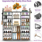 Kottwca Shoe Rack Organizer, Large Shoe Rack for Entryway Closet, Metal Shoe Shelf for Shoes and Boots, Big Non-Woven Fabric Shoe Storage Organizer with Hooks for Cloakroom, Black… - Image 5