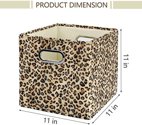 ANMINY Leopard Cheetah Print Storage Cubes Bins, Velvet, Brown, 11Inch 4PCS - Image 4