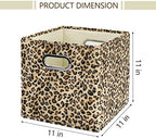ANMINY Leopard Cheetah Print Storage Cubes Bins, Velvet, Brown, 11Inch 2PCS - Image 4