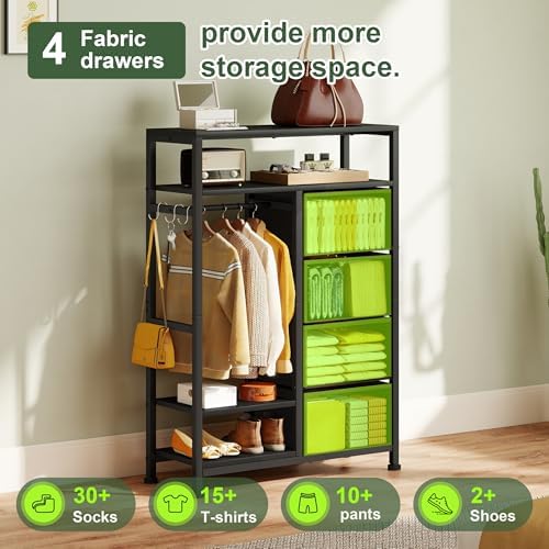 YOSHOOT 31.5" Dresser with Hanging Rack, Closet Dresser for Kids Bedroom - Image 4