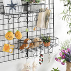 Black 4 Pack Grid Wall Hanging Baskets with 16 S Hooks, 15.8 x 3.9 x 3.2 Inch Metal Wire Wall Mount Storage Baskets for Grid Panels, Retail Display, Kitchen, Bathroom - Image 5