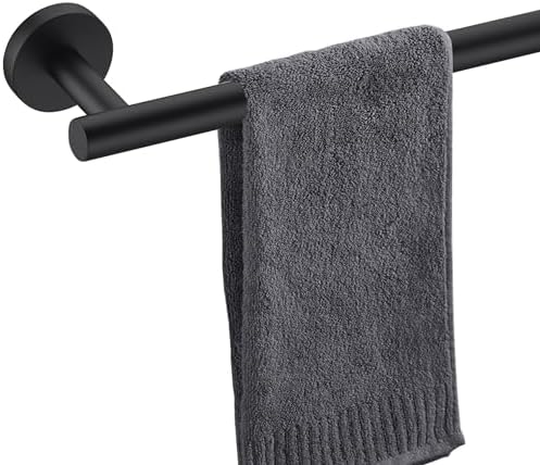 Towel Bar for Bathroom Matte Black, 27Inch Towel Rack Wall Mounted, Thicken Round Bath Towel Holder Rod SUS304 Stainless Steel, Heavy Duty Dish Cloths Hanger for Bathroom, Kitchen by Giveyourbathroomanewlook