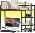Snughome Desk Shelf with LED Strip, 38.6" Desktop Organizer Shelf, Desk Hutch for Computer Monitor, 4 Tier Desk Display Rack, Wood Desktop Bookshelf Storage Rack for Home Office Dorm by Snughome