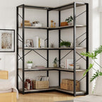 Shintenchi 5 Tier Corner Bookshelf, L Shaped Large Bookcase, Grey by Shintenchi%7CFurnitureMadeforRealLife