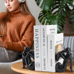Black Book Ends Decorative, Girl Thinker Design, Modern Bookends for Shelves, Non-Skid Heavy Duty Resin Book Stopper for Books, Resin, 2Piece - Image 5
