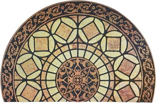 CHICHIC Entrance Door Mat Large 18 x 30 Inch Entry Way Doormat Front Door Rugs Outdoors Heavy Duty Welcome Mat Non Slip Rubber Back Low Profile for Garage, Patio, High Traffic Area, Semicircle by CHICHIC