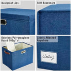 15" Fabric Storage Box with Lids, 3-Pack, Navy - Image 5