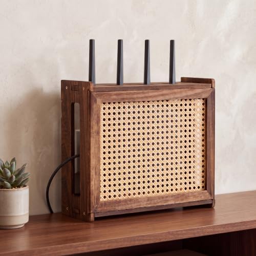 Wi-Fi Router Box Hider, Synthetic Rattan Decor, Wood by Unknown