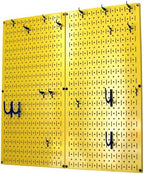 Wall Control Kitchen Pegboard Organizer Pots and Pans Storage Rack Organization Kit with Yellow Pegboard and Blue Accessories - Image 2