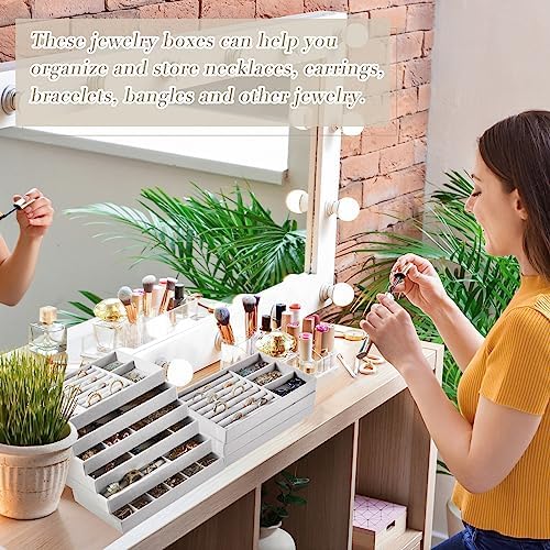 Junkin 18 Pcs Stackable Jewelry Drawer Organizer Inserts Gray - Image 6