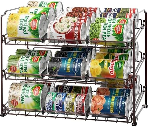 Simple Houseware 3-Tier Stackable Can Organizer Rack Hold 36 Cans, Bronze by SimpleHouseware