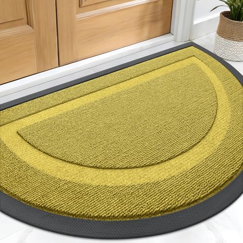 OLANLY Half Circle Front Door Mat Outside 59x34 All-Season Rubber Doormat by OLANLY
