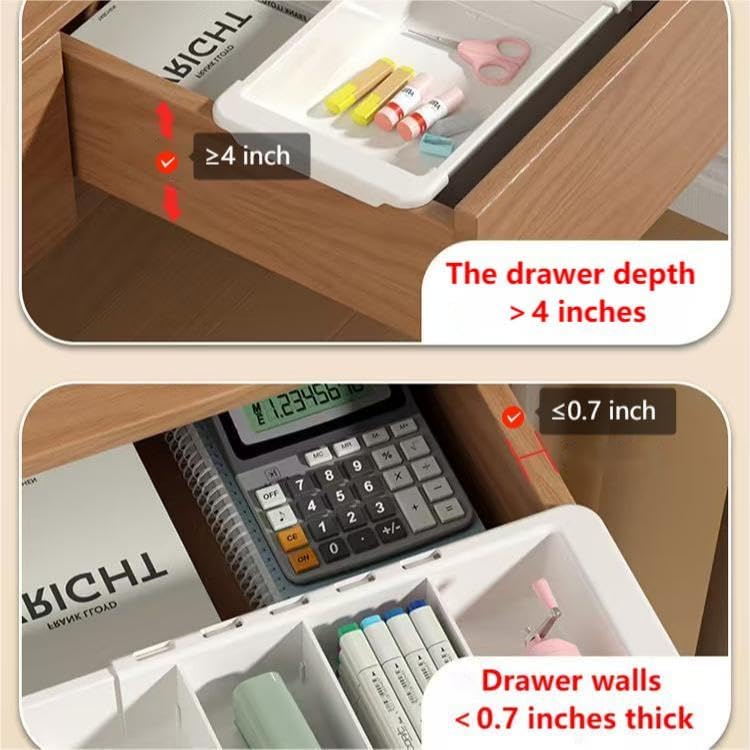 YOOUSOO Expandable Drawer Organizer, 2 PCS Adjustable Drawer Organizer Trays, Drawer Dividers Organizers and Storage For Office Supplies, Pens, Makeup,Utensils, Tools, Flatware and Junks, White - Image 4