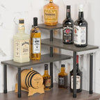ZHWS Kitchen Countertop Organizer, Bathroom Counter Organizer, Adjustable 3 Tier Corner Shelf with 4 Metal Hooks for Counter Organize, Spice Rack, Makeups, Coffee Station Bookshelf (Rustic Grey) - Image 3