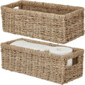Vagusicc Wicker Storage Basket, Hand-Woven Seagrass Wicker Baskets with Handles, Toilet Paper Basket for Toilet Tank Top, Small Wicke Baskets for Organizing Shelves, 2-Pack, Seagrass by Vagusicc