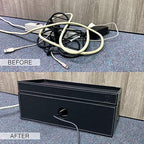 NEET Cable Management Box Large, Computer Cord Organizer, Hide and Conceal, Power Cable Organizer, Computers and Desks, Black Stitched Leather - Image 6