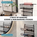 Wall-Mounted Hair Dryer Holder Styling Tool Organizer 4-Shelf Storage Wire Basket with Hook Heat Safe Rack for Hair-Straighteners,Curling Wands,Flat Iron,Perfume,Cabinet Door Bathroom Kitchen - Image 6