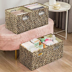 ANMINY Leopard Cheetah Print Storage Cubes Bins, Velvet, Brown, 11Inch 8PCS - Image 3