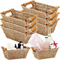 Marsui 6 Pcs Small Hand Woven Wicker Baskets with Wooden Handles, Seagrass Rattan Storage Baskets Bin Organizer Shelf Pantry for Bathroom Storage Towel Kitchen Washroom Gifts Decor, 9" x 6" x 4" by Marsui