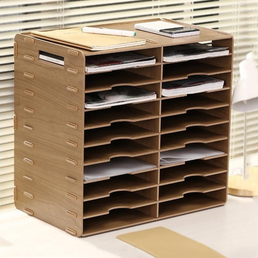 20-Slot Classroom Mailbox, Wooden Paper Organizers by Unknown